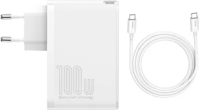 Immagine prodotto di Baseus GaN2 Pro Caricatore rapido da viaggio / caricatore, 2x USB-C + 2x USB, 100W, bianco