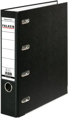 Produktbild von Falken 10x PP-Doppelordner A4, Rücken 70mm, + Einsteckschild, Schwarz, 11285343F