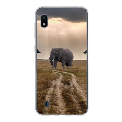 Produktbild von MuchoWow® Handyhülle Schutzhülle Hülle für Samsung Galaxy A10 Elefant - Tiere - Wiese - Sonne Silikon Softcase Handy Hülle - Schutzhülle