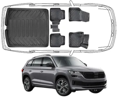 Produktbild von 3D Fußmatten & Kofferraumwanne Auto Set Kompatibel mit Skoda Kodiaq 2017 - 2024