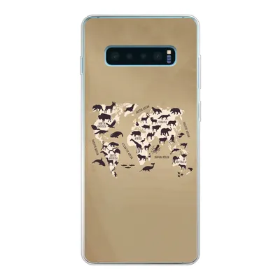 Produktbild von MuchoWow® Handyhülle Schutzhülle Hülle für Samsung Galaxy S10 Lite Weltkarte - Tiere - Braun Silikon Softcase Handy Hülle - Schutz