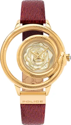 Produktbild von Police PEWLA2008302 Damen-Armbanduhr, Gold-Gehäuse, Leder-Armband