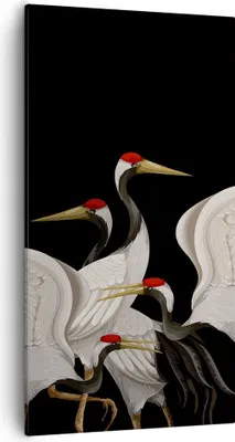 Produktbild von Bild auf Leinwand - Leinwandbild - Einteilig - Kraniche Vögel Grafiken - 55x100cm - Wand Bild - Wanddeko - Wandbilder - Leinwanddruck - Bilder - Wanddekoration - Leinwand bilder - PA55x100-4748