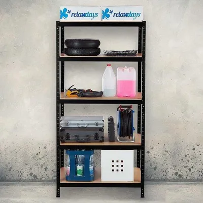 Productafbeelding van Famanu regalsysteem, 5 niveaus, draagvermogen 1325 kg - zwart