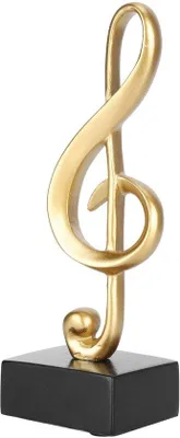 Image de Ornement en résine synthétique - Objet de luxe - Décoration - Sculpture - Couleur dorée - 5,8 x 4,9 x 17,3 cm