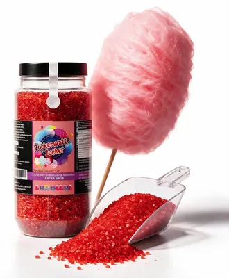 Obrázok produktu pre Cukrová vata, extra hrubá, jahodová, červená – špeciálny cukor, 700 g, dóza