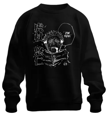 Produktbild von I'M YOU Itadori Yuji Jujutsu Kaisen Manga Schwarz Weiß Sweatshirt Pullover, Schwarz, S