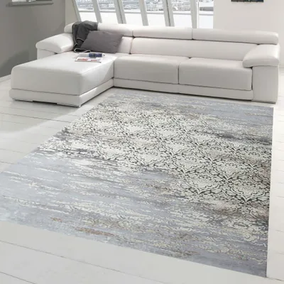 Produktbild von Designer Teppich Moderner Teppich Wollteppich Meliert Wohnzimmerteppich Wollteppich Ornament Grau Cream Taupe Größe - 80 x 150 cm