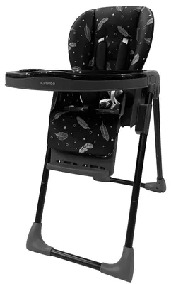 Immagine prodotto di Seggiolone per bambini - Seggiolone pieghevole, adatto a partire dai 6 mesi, con schienale regolabile, doppio vassoio, facile da pulire e seduta imbottita - Colore: nero