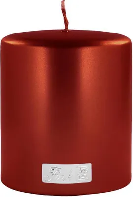 Produktbild von Fink CANDLE, metallic Stumpenkerze, Paraffin, rot, L. 8 cm, B. 8 cm, H. 10 cm, D. 8 cm 123813