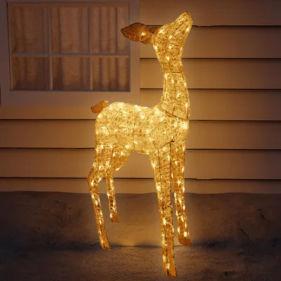 Produktbild von XL Acryl Hirschkuh mit 120 LEDs Warmweiß Außenbeleuchtung