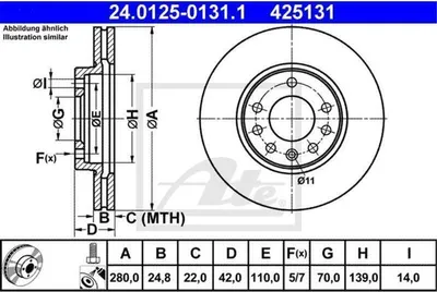 Produktbild von ATE Bremsscheiben (2 Stück) 24.0125-0131.1