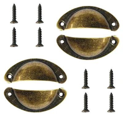 Produktbild von Muschelgriff, 4 Stück Vintage Muschelgriff, Schubladengriffe, Schrankgriffe, Möbelgriff, mit Schrauben, für Schubladen und Schränke (Bronzefarbe)