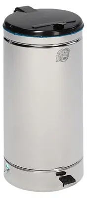 Produktbild von Großvolumiger Tretabfallsammler mit Euro-Pedal | für 60/70 Liter Säcke, HxBxT 70x45x45cm | Edelstahl | Silber