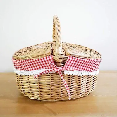 Produktbild von Famanu Picknickkorb mit Deckel und Griff - Eleganter Aufbewahrungskorb für Picknicks und Geschenke
