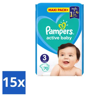 Produktbild von 15 x Pampers Active Baby Windeln Größe 3, 6–10 kg - Vorteilspackung - 15 Stücke