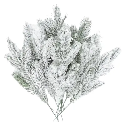 Produktbild von 10/20/30 künstliche, schneebedeckte Kiefernzweige, 5-fach verzweigt, künstliches Grün, künstliche Pflanzen, ideal für Weihnachten, Feiertage, Hochzeiten, Partys und als Heimdekoration