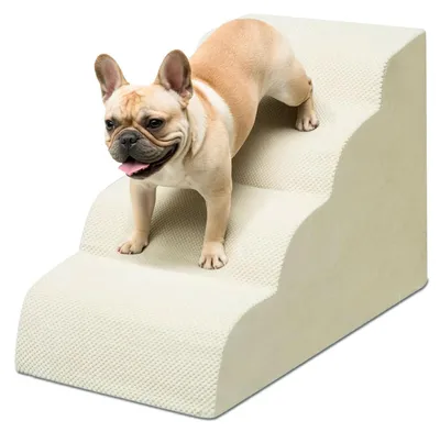 Imagen del producto de Escalera para perros y gatos - 4 escalones - Beige - 52 cm
