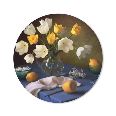 Produktbild von MuchoWow® Mauspad Mousepad Stilleben - Vase - Obst 50x50 cm - Mousepads - Maus Mat - Pad - Mausunterlage - Vinyl