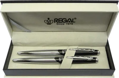 Obrázek produktu pro Kuličkové pero + plnící pero Regal Themis černé - 25021B