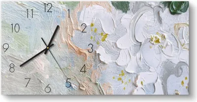 Produktbild von DEQORI Glasuhr 60x30 cm Zahlen 'Pastellblütenmeer' Wanduhr Glas Uhr Design leise Küchenuhr