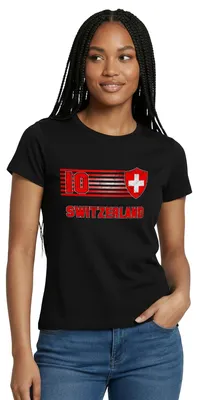 Produktbild von Spreadshirt Schweizer Trikot | Schweiz Fußball Flagge Frauen T-Shirt, S, Schwarz