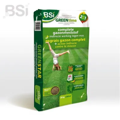 Produktbild von BSI GREENtime Rasendünger mit Moosvernichter und Langzeitwirkung, 20 kg für 200 m²