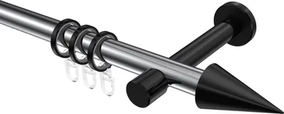 Produktbild von Interdeco Gardinenstange / Vorhangstange Chrom / Schwarz, Typ Prestige Savio (Kegel), 20 mm Ø 1-läufig, 240 cm
