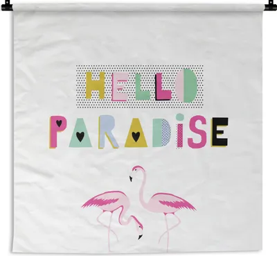 Produktbild von MuchoWow® Wandteppich Wandbehang Flamingo - Sommer - Rosa 150x150 cm Tapisserie Dekoration Wandtuch - Wohnaccessoires - Modernes