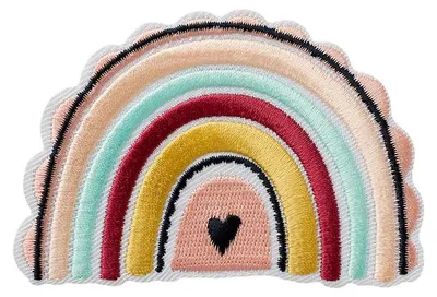 Produktbild von Regenbogen Mit Herz - Aufnäher, Bügelbild, Aufbügler, Applikationen, Patches, Flicken, Zum Aufbügeln, Größe: 8,6 x 5,8 cm