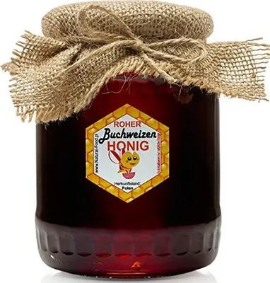 Obrázok produktu pre Natural Food – Surový med – Prírodný. Neupravený, nefiltrovaný, necentrifugovaný – z Európy, bez prísad – Pohánkový med – 1 x 1,1 kg