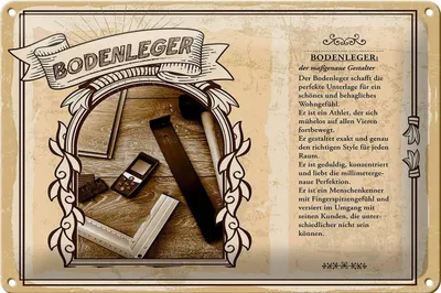 Produktbild von Blechschild Berufe 30x20cm Bodenleger exakt geduldig perfekt