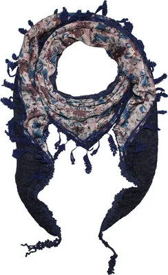 Produktbild von Dreiecktuch - Blumenmuster 1 - grau - blau - Halstuch