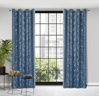 Obrázek produktu pro Eurofirany 385837, Sheer, Modrá, Vzorovaný, Polyester, Průchodka, 320 g/m²