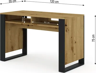 Immagine prodotto di Scrivania MONDI ARTISAN OAK / BLACK MATT Tavolino da toilette Scrivania per computer Scrivania per ufficio