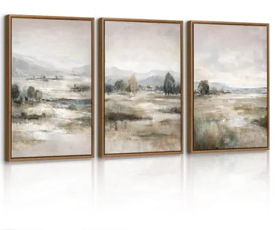 Produktbild von Set aus 3 abstrakten Landschaftsbildern auf Leinwand, 40 x 60 cm