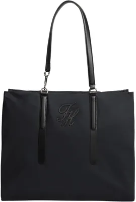 Obrázok produktu pre Tommy Hilfiger, dámska kabelka typu "tote bag" z nylonu s potlačou, čierna (modrá)