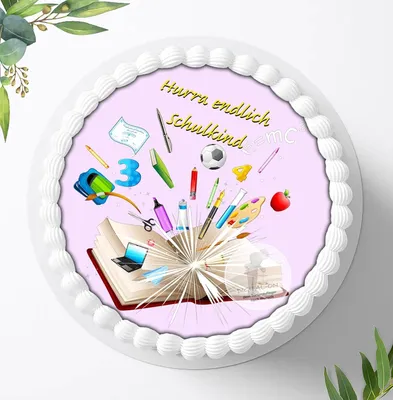 Produktbild von Für die Geburtstags Torte ein Tortenaufleger, Zuckerbild mit dem Motiv: Schulanfang, Essbares Foto für Torten, Fondant, Ø 20cm, 0176z
