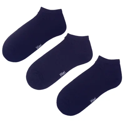 Produktbild von Sneakersocken 3-er Pack aus Baumwolle Einfarbig Marine Größe 35-38
