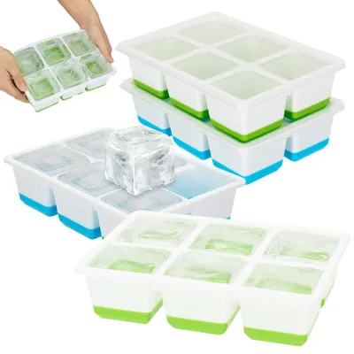 4er-Set große Silikon-Eiswürfelform mit Deckel, 5 cm Würfel