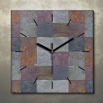 Produktbild von Wohnzimmer Leinwand Uhr Geräuschlos Küche 30x30 Kacheln, Abstrakt, Motive, schwarze Zeiger