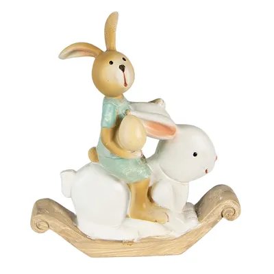 Produktbild von Clayre & Eef Figur Kaninchen 10x4x11 cm Weiß Grün Polyresin