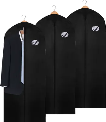 Produktbild von Clanmacy Kleidersack 3er 150x60cm Schutzhülle Kleiderhülle mit einem Griff schwarz Schuhsack