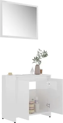 Produktbild von Cloris DesignMöbel Badezimmerschränke - Weiß Badmöbel-Set Hochglanz-Weiß Holzwerkstoff Schlichtes7586811
