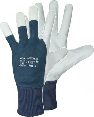 Produktbild von Arbeitshandschuhe Leder Montagehandschuhe Lederhandschuhe Gartenhandschuhe Ziegenleder Handschuhe Rtop-S blau Größe 10