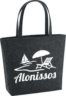 Produktbild von Huuraa Filzshopper Alonissos Inselmotiv Griechenland 22 Liter Charcoal Melange Filztasche Geschenkidee