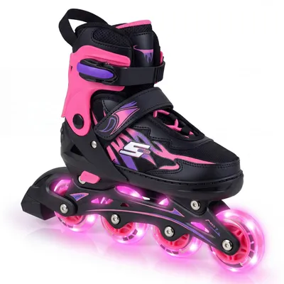 Immagine prodotto di Pattini in linea regolabili per bambini con ruote luminose, rosa