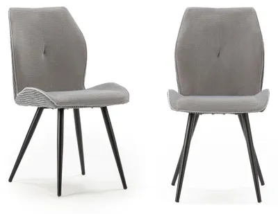 Image de CALICOSY - Lot de 2 chaises en tissu avec pieds en métal noir L45 cm - ADAYA