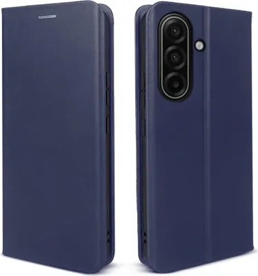 Produktbild von Handyhülle für Samsung Galaxy A57 5G Echtleder Flip Cover Hülle Case Kartenfach RFID Schutz Farbe: Blau