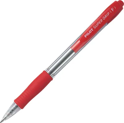 Image de Pilot Super Grip Rouge Stylo à bille rétractable avec clip Fin 12 pièce(s)